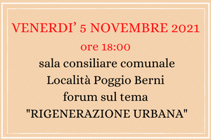 Il Sindaco invita a partecipare al Forum sul tema “RIGENERAZIONE URBANA"